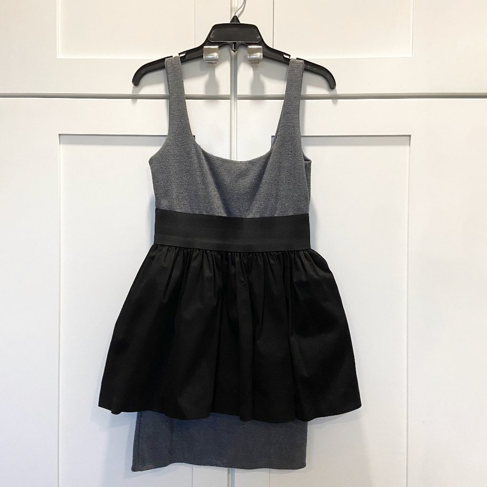 Necessary Objects Gray Bodycon Dress with Peplum Skirt Overlay